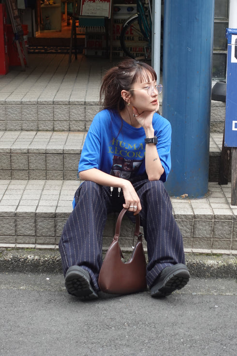 リネン混ストライプラフパンツ